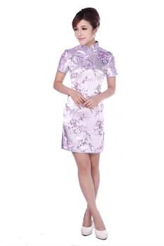 Bordo Kinijos Moterims Tradicinę Suknelę Trumpą Mini Qipao Cheongsam Viršuje Gėlių Plius Dydis S M L XL XXL XXXL 4XL 5XL 6XL MH-08