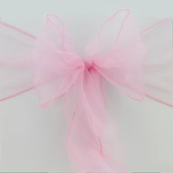 Brand New ir aukštos kokybės 50pcs šviesiai rožinės spalvos Organza Kėdė Varčias Lankas Padengti Puotą