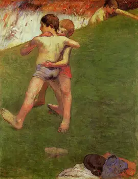 Bretonų Berniukai Imtynių Paul Gauguin aliejaus Tapybos Drobės Aukštos kokybės rankų dažytos Kraštovaizdžio Meno Reprodukcijai