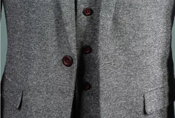 Britų Stiliaus Pilka Eglute Vyrų Kostiumai Vieną Mygtuką Vestuvių Jaunikis Tuxedos vyrų reikalas Švarkas tinka 2017(striukė+ziajać+liemene)