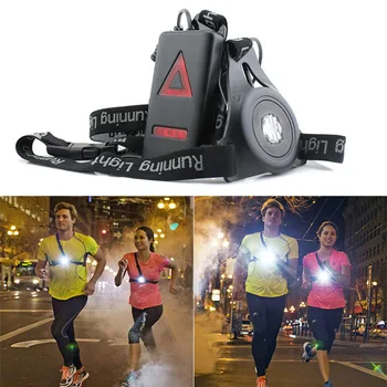 Built-in baterijos lauko sporto bėgimas naktį LED žibintuvėlis veikia įspėjamasis šviesos USB mokestis Krūtinės lempos baltos šviesos fakelas
