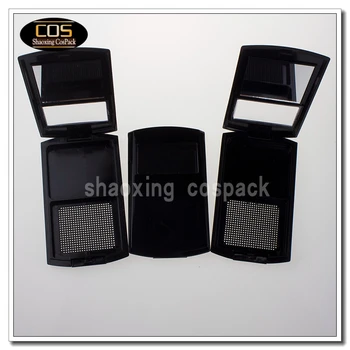 C003 juodo plastiko kosmetikos kompaktiškas veidrodis, tuščias kompaktiškas atvejais, juodas, juodas tuščias makiažas kompaktinių atvejais