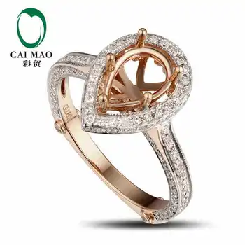 CaiMao Kriaušių supjaustyti Pusiau Kalno Žiedas Parametrai & 0.89 ct Deimantų 18k Rose Gold Akmuo Sužadėtuvių Žiedas Fine Jewelry
