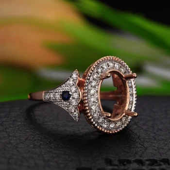 CaiMao Ovalo supjaustyti Pusiau Kalno Žiedas Parametrai & 0.53 ct Deimantų 14k Rose Gold Akmuo Sužadėtuvių Žiedas Fine Jewelry
