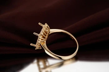 CaiMao Princesė iškirpti Pusiau Kalno Žiedas Parametrai & 0.46 ct Deimantų 14 karatų Geltonasis Auksas Brangakmenio Vestuvinis Žiedas Fine Jewelry