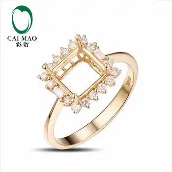 CaiMao Princesė iškirpti Pusiau Kalno Žiedas Parametrai & 0.46 ct Deimantų 14 karatų Geltonasis Auksas Brangakmenio Vestuvinis Žiedas Fine Jewelry