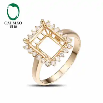 CaiMao Smaragdas iškirpti Pusiau Kalno Žiedas Parametrai & 0,42 eur ct Deimantų 14 karatų Geltonasis Auksas Brangakmenio Vestuvinis Žiedas Fine Jewelry
