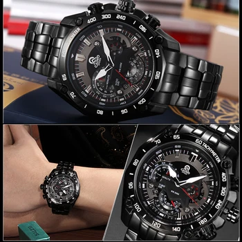 CAINO Vyrų Sporto Laikrodžiai, Chronograph, Data 100M Vandeniui Prabangos Prekės ženklo Žiūrėti Žmogus Full Steel Verslo Mada Kvarcinius Laikrodžius
