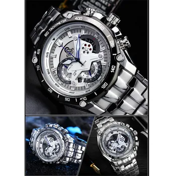 CAINO Vyrų Sporto Laikrodžiai, Chronograph, Data 100M Vandeniui Prabangos Prekės ženklo Žiūrėti Žmogus Full Steel Verslo Mada Kvarcinius Laikrodžius