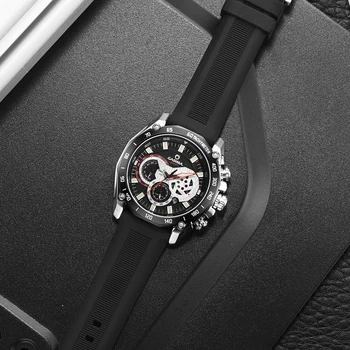 CASIMA šviesos atsparus vandeniui silikonas žiūrėti juosta kvarco vyriški sportiniai laikrodžiai su chronograph, data 8885