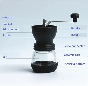 CG01-3,nemokamas pristatymas,Keramikos, kavos pupelių malūnėlis su filtro rinkinys,kavos malūnėlis,ranka Šlifavimo staklės,Rankinis kavos malūnėlis