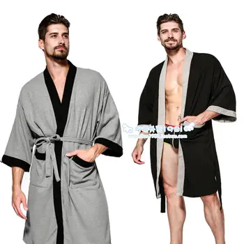 Chalatas Vyrams Pavasarį Ir Vasarą Ilgai Sleepwear Chalatas ilgomis rankovėmis Medvilnės plonas Pižamą Vyrų Plius Dydis