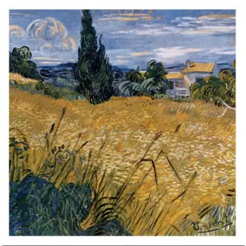 Champ De Blu Vert Avec Kipras Vincent Van Gogh Atgaminti aliejaus tapybai, Drobė meno, Rankų darbo, Aukštos kokybės