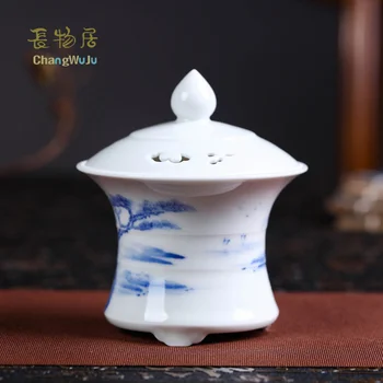 Changwuju į Jingdezhen Caramic ranka nudažyti mėlyna ir balta porceliano aromatas viryklė, kaip rankų darbo artware longquan spalvos jūros vandens