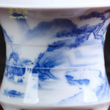 Changwuju į Jingdezhen Caramic ranka nudažyti mėlyna ir balta porceliano aromatas viryklė, kaip rankų darbo artware longquan spalvos jūros vandens