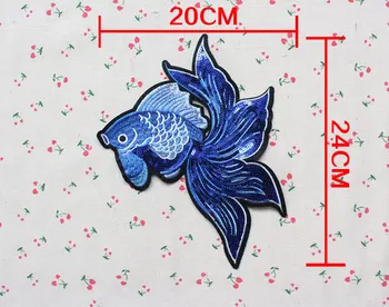 China blue karpis žuvies Siuvinėjimo Audinys Didelės Aplikacijos Pleistras Afrikos Nėrinių Siūti Suknelę Audinio, Papuošti Priedą 