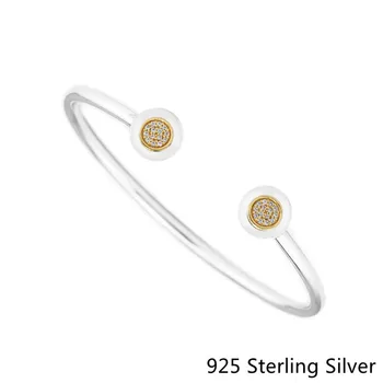 CKK 925 Sterlingas Sidabro Papuošalai 14K Aukso Parašas Bangle Bracele Originalus Mados Žavesio Europos Stiliaus Bangles