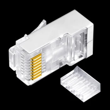 CNCOB Cat6 rj45 FTP Dviejų dalių Ethernet Tinklo Kabelio Jungtis, Gigabit Tinklo Modular Plug Nikeliuotas Varis Būsto 8P8C