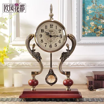 Continental Retro Laikrodis kambaryje stovi laikrodis, švytuoklinis laikrodis žiūrėti išjungti miegamasis puošybos meno metalo laikrodis