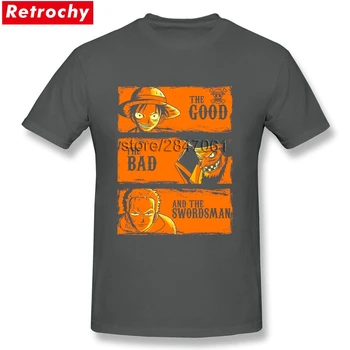 Cool T-Shirt Geras Blogas ir Swordsman Roronoa Zoro Luffy Vienas Gabalas Vyrų Užsakymą Trumpas Rankovės O-neck T Marškinėliai