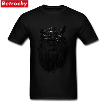 Cool T Shirts Dizaino VYRIŠKI Biuras O-Kaklo akis Liūtas Vikingai Drekar Trumpas Rankovėmis Tee