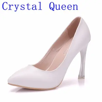 Crystal Karalienė Stiliaus Siurbliai, Seksualus, Baltos Spalvos Aukštakulnius Kristalų Keista Stiliaus Kulnas Šalies Batų Moteris Elegantiškas Stiletto Moterų Batai