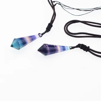 Crystal original stone fluorite pendulum pendant necklace divination crystal 12 - faceted single - pointed crystal column