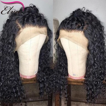 Curly 360 Lace Frontal Wig 180% Density Brazilian Human Hair Wigs With Baby Hair Elva Remy Hair Wig Pre Plucked Hairline 10