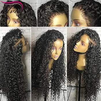 Curly 360 Lace Frontal Wig 180% Density Brazilian Human Hair Wigs With Baby Hair Elva Remy Hair Wig Pre Plucked Hairline 10