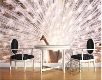 Custom 3D didelės freskomis,White Peacock papel de parede , gyvenamasis kambarys su sofa-lova, TV miegamojo sienos fone sienos popieriaus