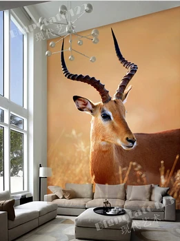 Custom 3D didelės freskos,gražus elnias ant žolės ,svetainė, TV miegamojo sienos tapetai
