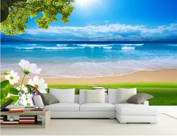 Custom 3D foto tapetai, 3D beach kraštovaizdį kambarį, miegamąjį, TV foną, sienos vandeniui papel de parede