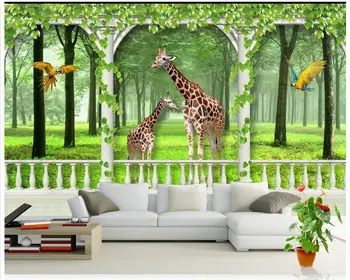 Custom 3d foto tapetai, 3d sienų freskomis tapetai žirafa 3 d TV nustatymas sienos popieriaus 3d kambarį tapetai namų dekoro