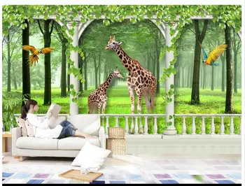 Custom 3d foto tapetai, 3d sienų freskomis tapetai žirafa 3 d TV nustatymas sienos popieriaus 3d kambarį tapetai namų dekoro