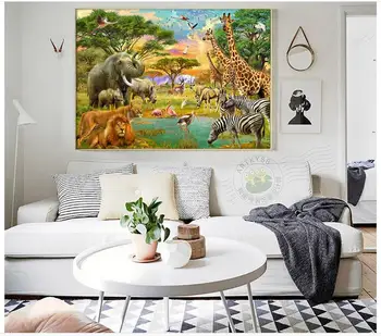 Custom 3d foto tapetai, 3d sienų freskomis tapetai Žirafa rhino mielas gyvūnų pasaulyje liūtas gyvūnų aliejaus tapybos sienos, namų dekoro