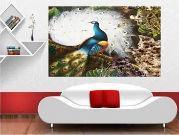 Custom 3d foto tapetai kambarį freskos povo plunksnų miško tapybos sofa-lova, TV foną, neaustiniai tapetai, sienų 3d