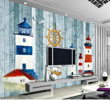 Custom 3d foto tapetai, vaikų kambarys freskos animacinių filmų švyturio jūros 3d foto tapybos TV foną neaustinių tapetai sienos 3d
