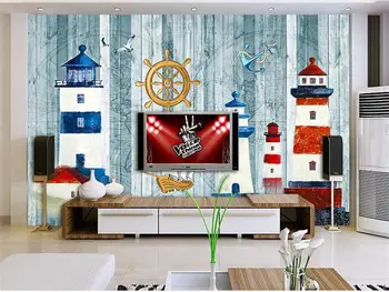 Custom 3d foto tapetai, vaikų kambarys freskos animacinių filmų švyturio jūros 3d foto tapybos TV foną neaustinių tapetai sienos 3d