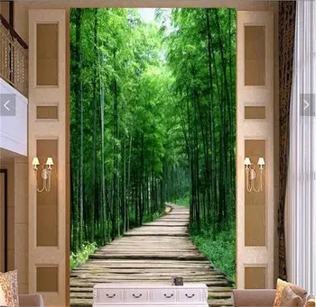 Custom 3d foto tapetai, vaikų kambarys freskos Šviežių bambuko miškų valdybos kelias tapybos TV foną neaustinių tapetai sienos 3d