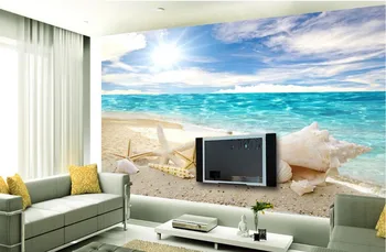 Custom 3d foto tapetų Mėlynas Vandenynas, Paplūdimys, TV foną, Kraštovaizdžio tapetai freskomis Namų Puošybai