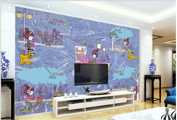 Custom 3D freskomis,3 d animacinių filmų mergina papel de parede,gyvenamasis kambarys su sofa-lova, TV wall vaikų, miegamojo tapetai