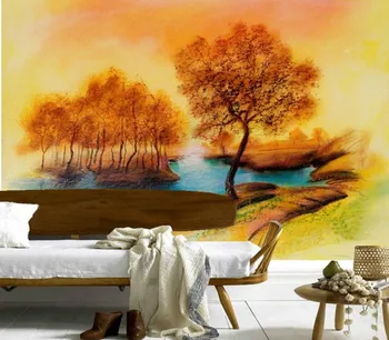 Custom 3d freskos,Europos naftos tapyba medžiai papel de parede,viešbutis, restoranas, gyvenamasis kambarys su sofa-lova, TV miegamojo sienos tapetai