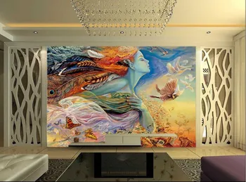 Custom 3d freskos, gražių pasakų grožio aliejaus tapybai papel de parede,viešbutis, kavinės, baras kambarį TELEVIZIJA miegamojo sienos tapetai