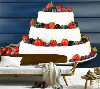Custom 3d freskos,Skanus vaisių pyragas su trijų sluoksnių maisto tapetai,gyvenamasis kambarys, virtuvė, restoranas 3d sienų freskomis tapetai