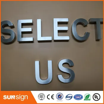 Custom 3d nerūdijančio plieno pasirašyti raštą, šlifuoto metalo raidžių parduotuvė ženklas