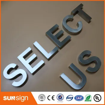 Custom 3d nerūdijančio plieno pasirašyti raštą, šlifuoto metalo raidžių parduotuvė ženklas