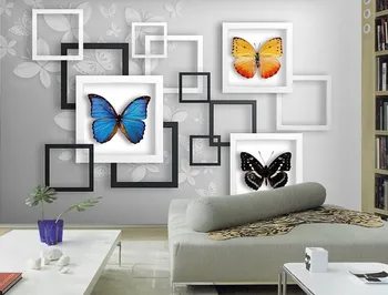 Custom 3D stereo geometrijos Abstrakčiai svajonė drugelis tapetai,gyvenamasis kambarys su sofa-lova, TV foną miegamajame 3d sienų freskomis tapetai