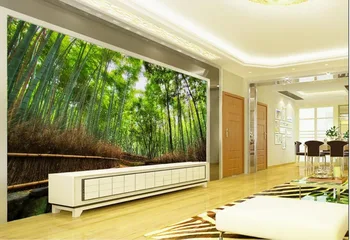 Custom 3d tapetai, Bambuko kelias meno kraštovaizdžio fone 3d tapetai kambarys custom 3d foto tapetai