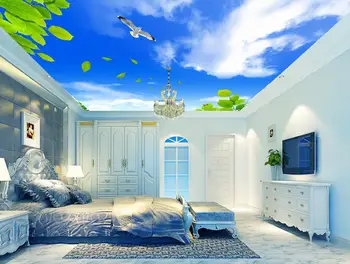 Custom 3d tapetai, freskos Europos stiliaus Dangus, debesys lapinės lubų 3d tapetai kambarį Sienų Apdailai Freska