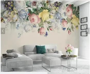 Custom 3D tapetai, gėlių, rožių aliejus, tapyba freskomis gyvenimo kambario, miegamasis, sofa-lova, TV foną, sienos tapetai, dekoratyvinis